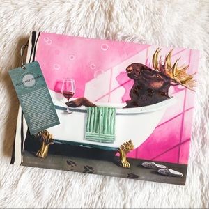 NWT Lucia Heffernan canvas wall print - moose - wine - bathtub